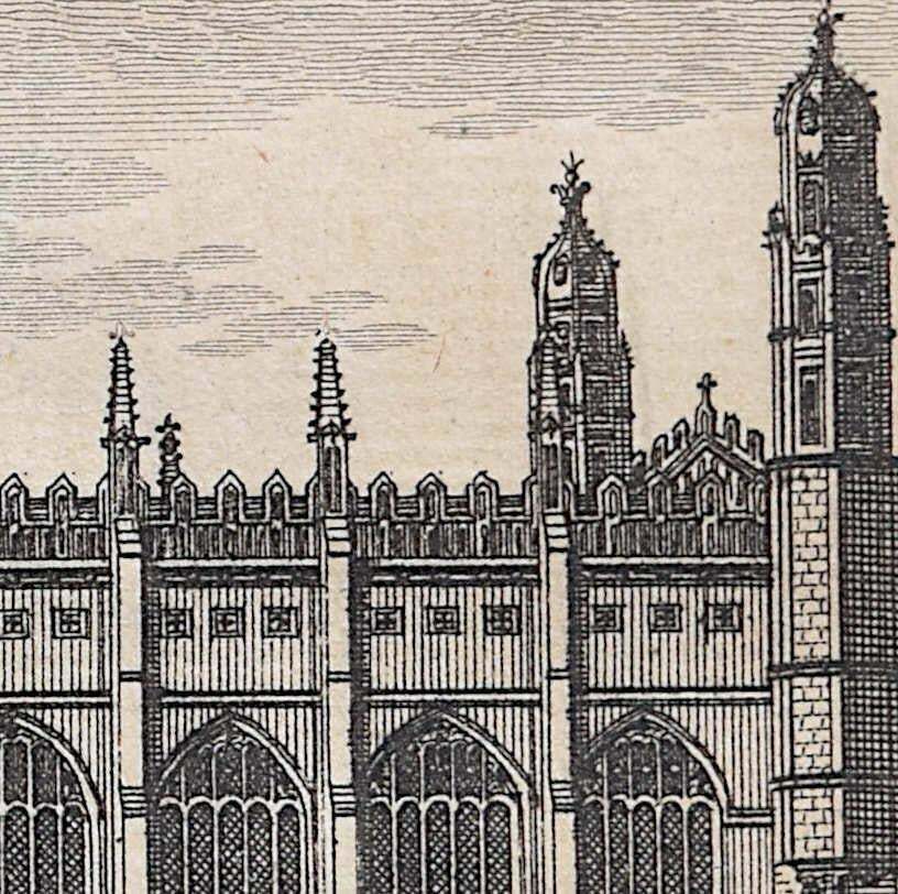 Pieter Van Der Aa, King's College, Cambridge Engraving Pieter Van Der Aa After David Loggan, 1727, I photo furniture