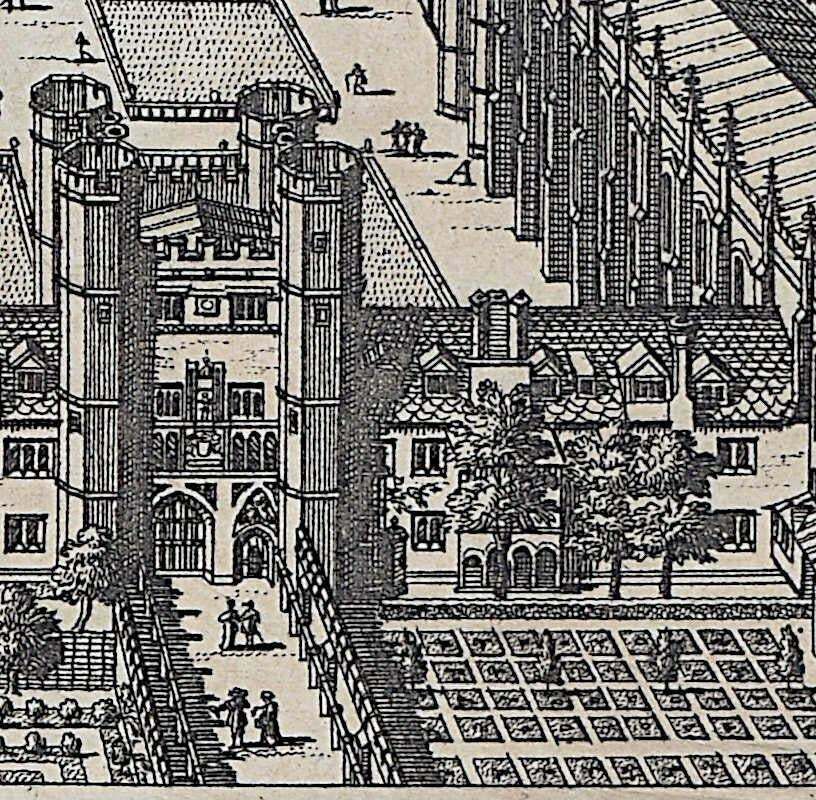 Pieter Van Der Aa, Trinity College, Cambridge Engraving Pieter Van Der Aa After David Loggan, 1727, IV photo furniture