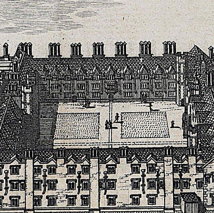 Pieter Van Der Aa, St John's College, Cambridge Engraving Pieter Van Der Aa After David Loggan, 1727, II photo furniture