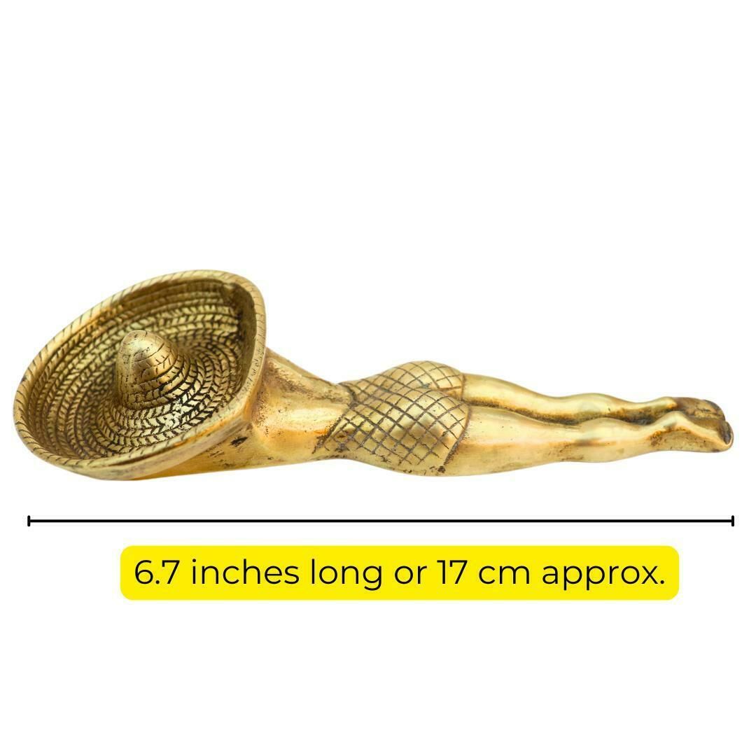 Mid Century Brass Sunbathing Lady Ashtray, 1950's Sunbathing Lady With Sombrero Ashtray Rare Item photo vinterior