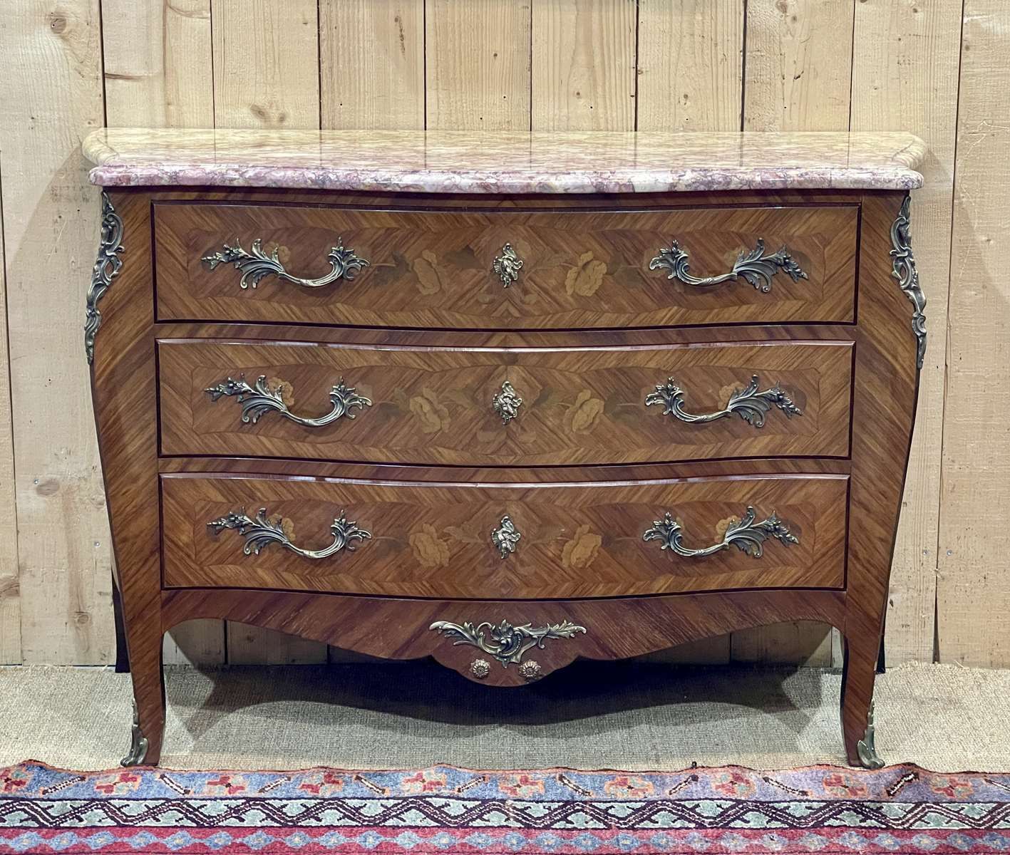 photo furniture Louis XV Style Chest Of Drawers In Rosewood, Oak And Marble