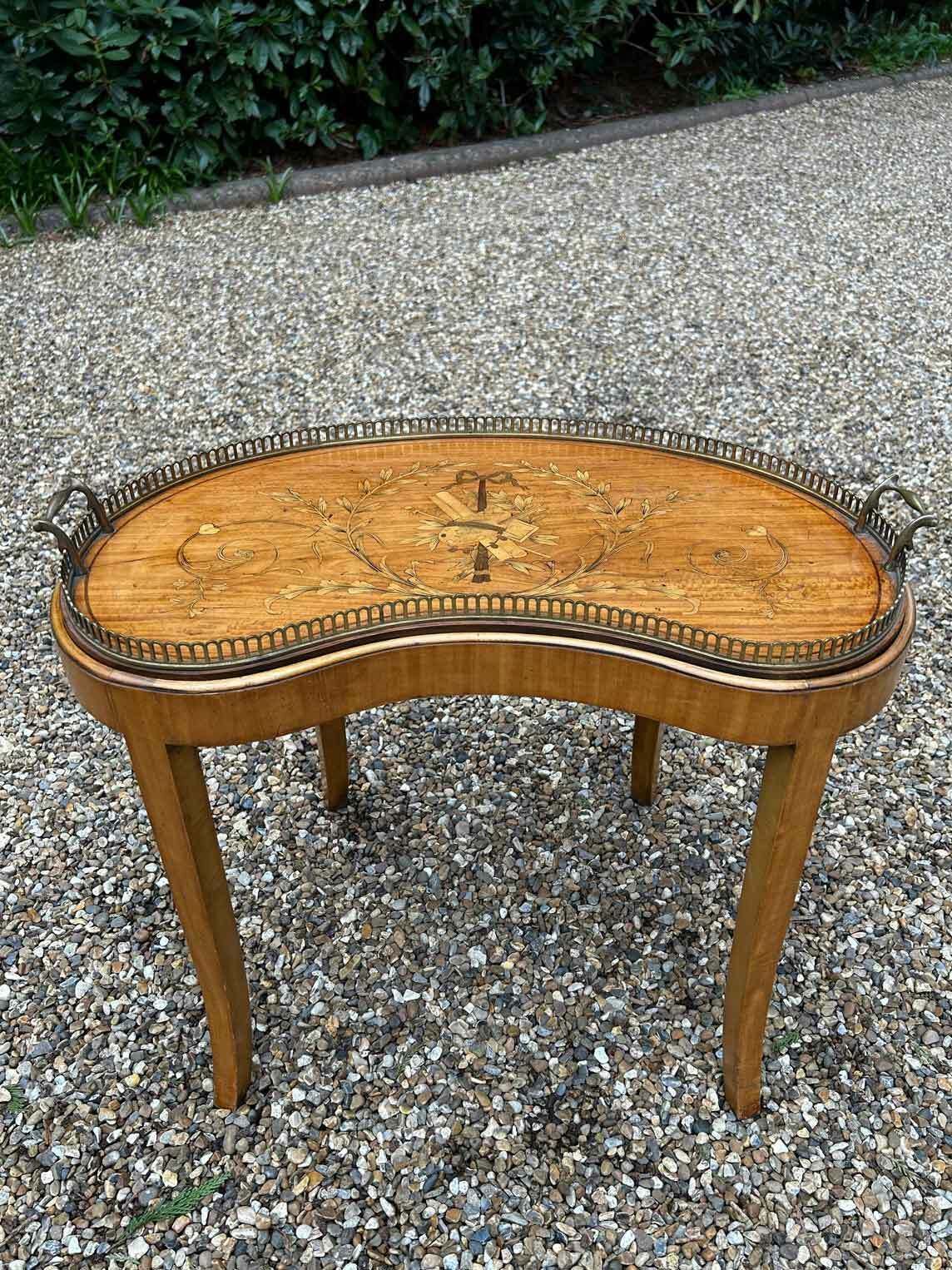 19th Century Inlaid Satinwood Tray On Stand