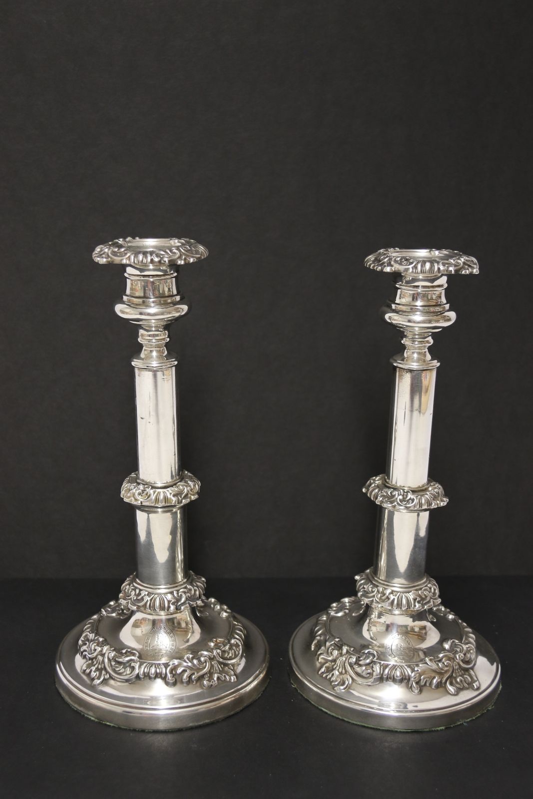 A Rare Pair Of English George III Silver Telescopic Candlesticks, Sheffield 1816. photo for sale