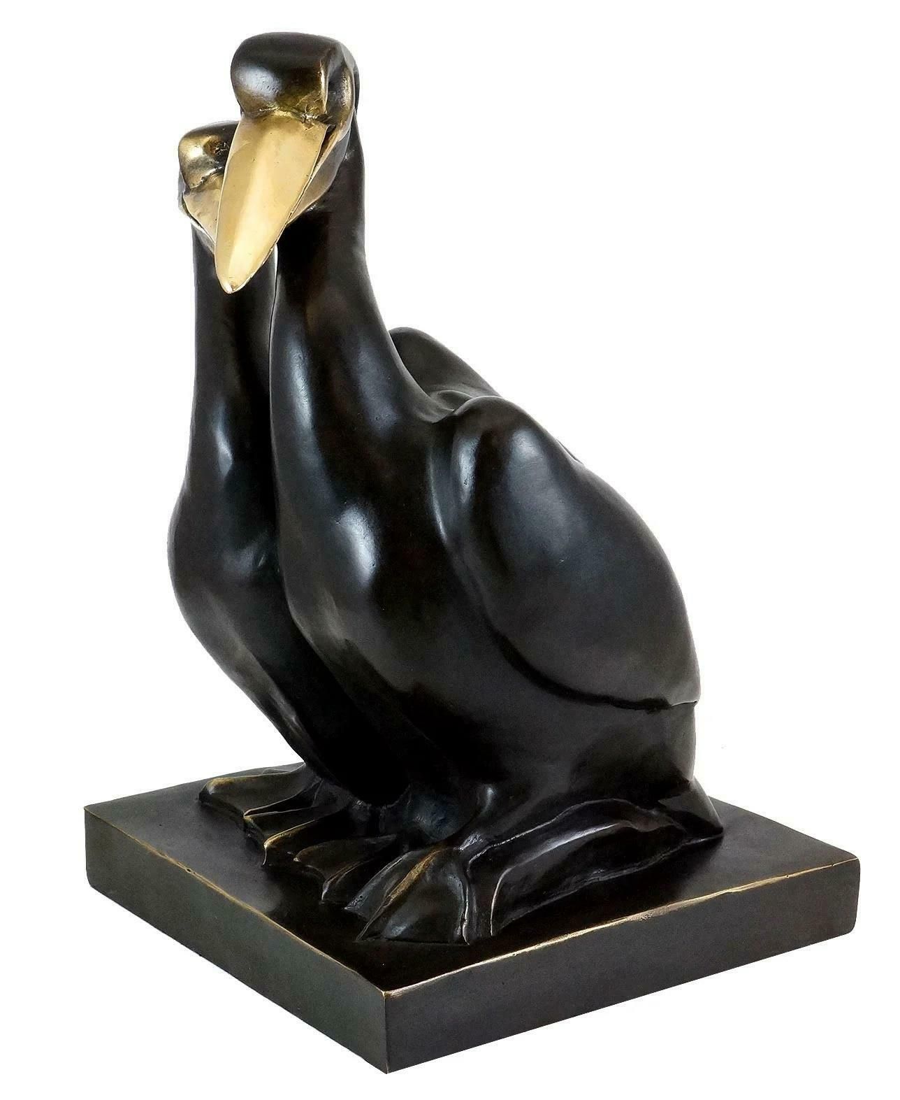 Sculpture Of Pelicans In Patinated Bronze, Contemporary Art, 21st Century. photo Art