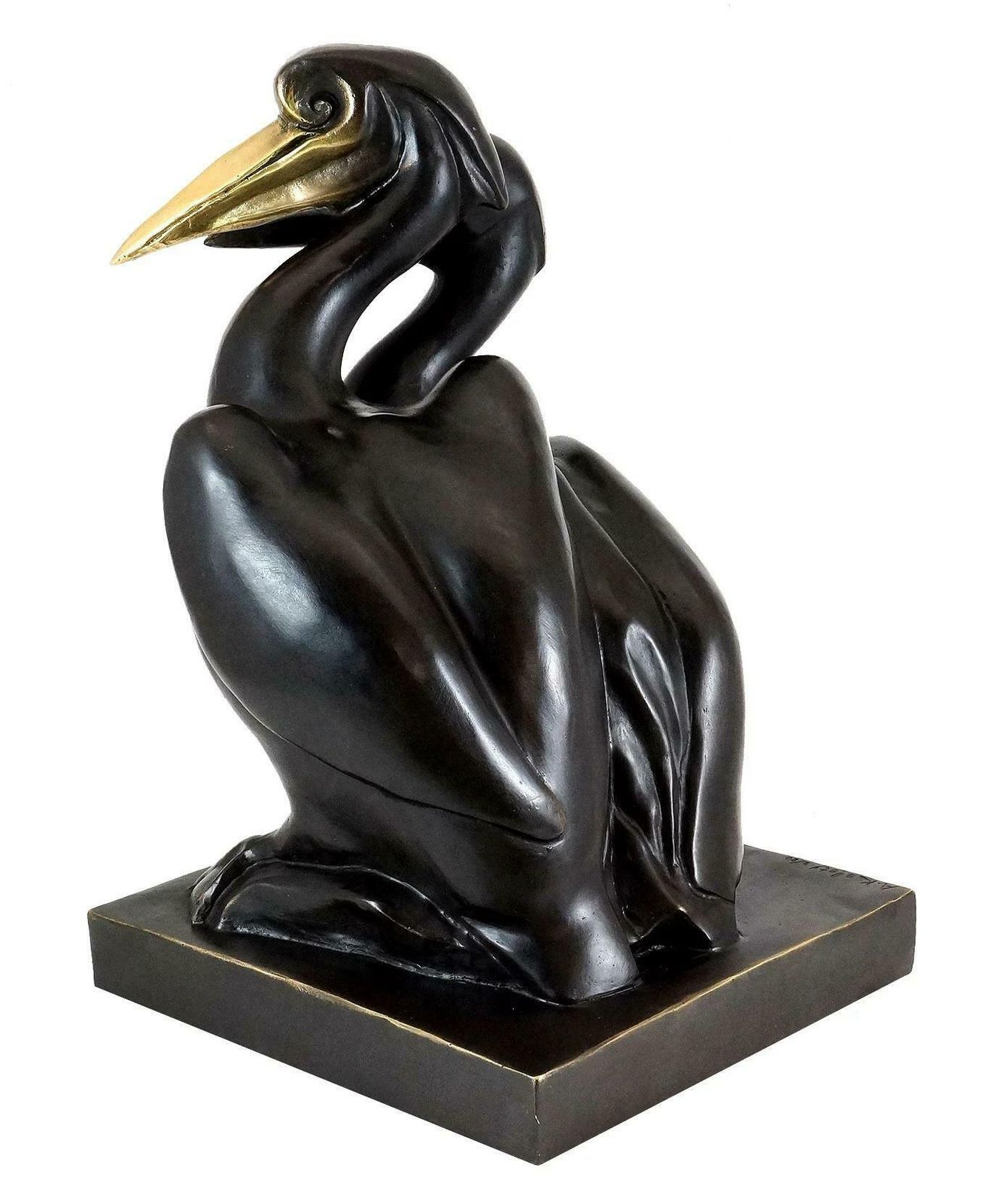 Sculpture Of Pelicans In Patinated Bronze, Contemporary Art, 21st Century. photo vinterior