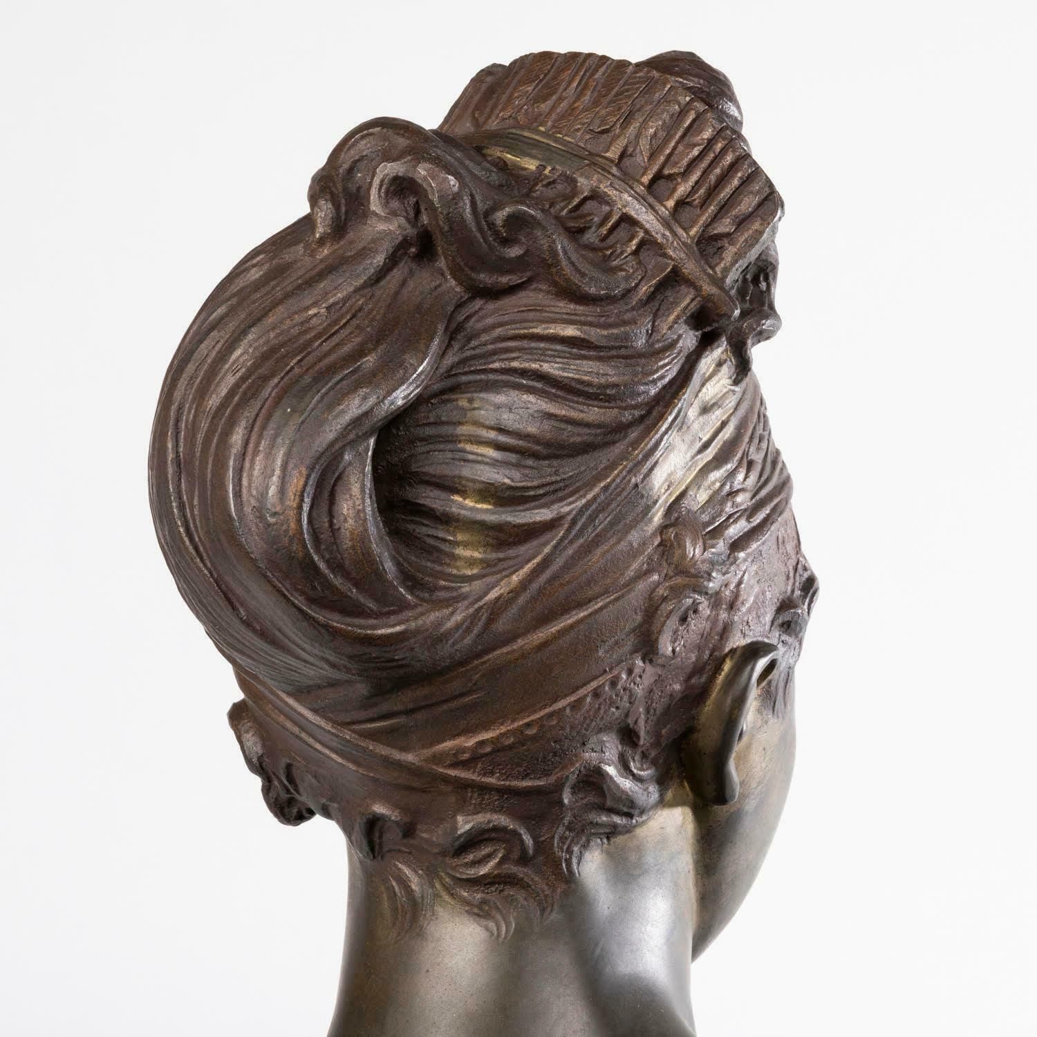 photo vinterior Sculpture Of The Bust Of Madame Récamier, Patinated Bronze, Napoleon III Period.