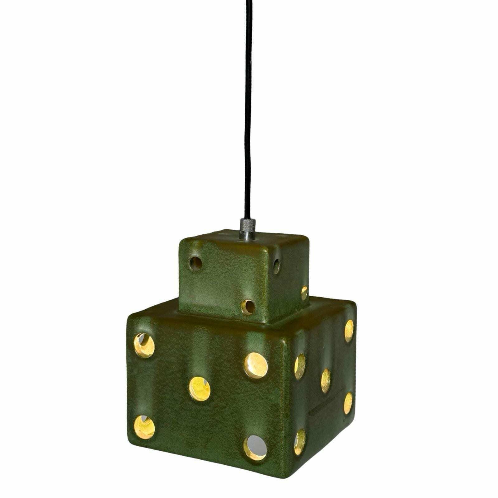 Vintage 70's Hanging Pendant   Ceramic   Dice Shaped   Including Canopy