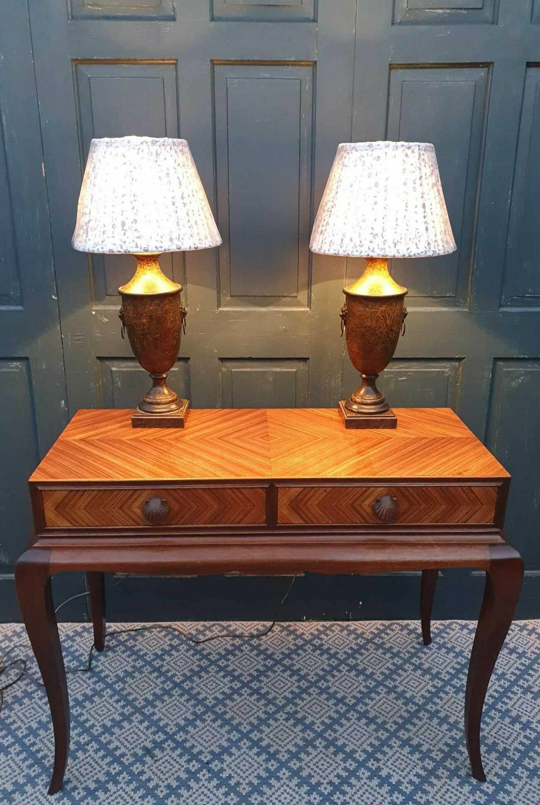 Pair Of Faux Marble Toleware Lamps   Mid 20th Century photo furniture