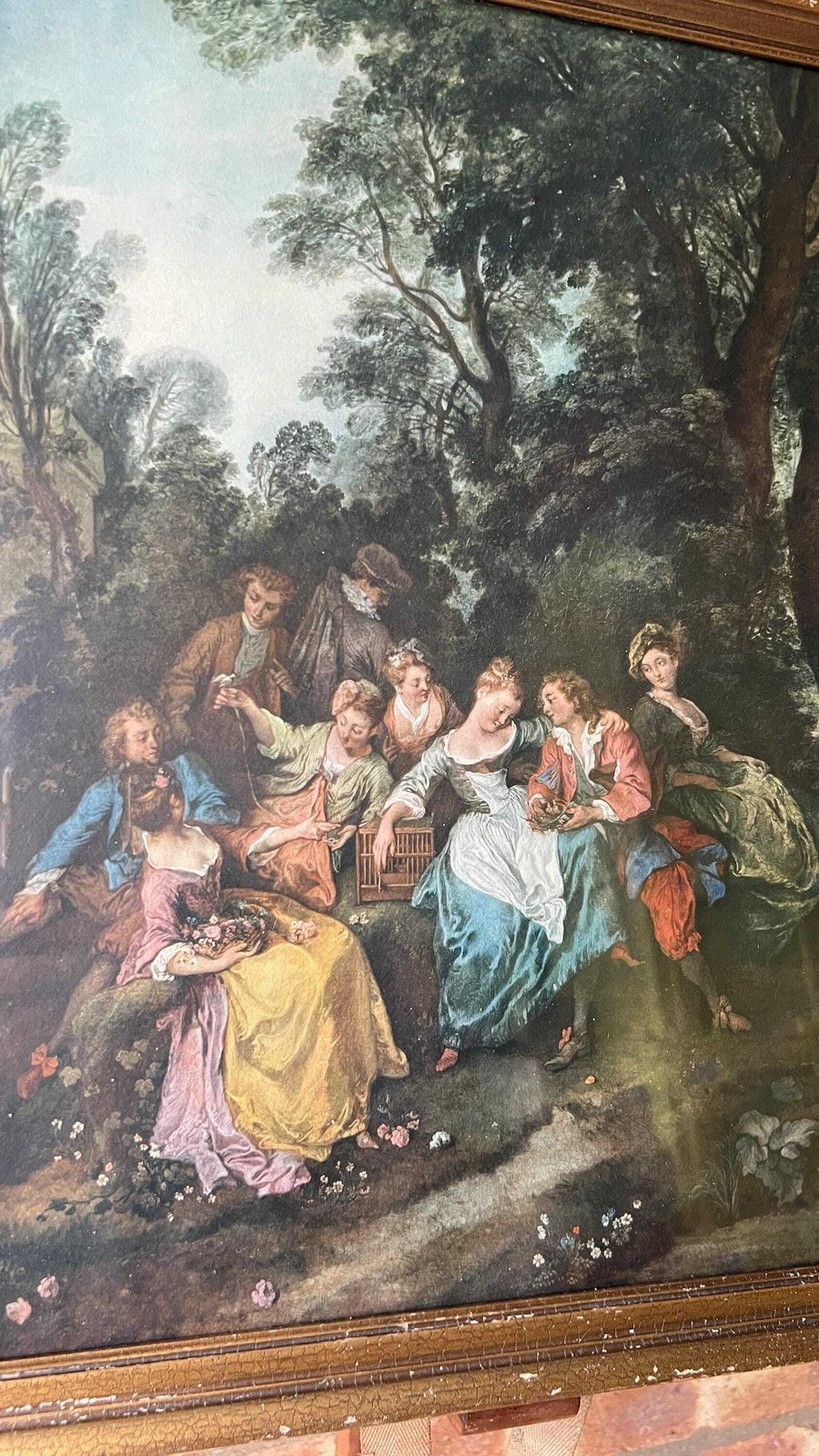 Early 1900’s Lithograph Picture Of French Artist Nicolas Lancret Painting photo vintage