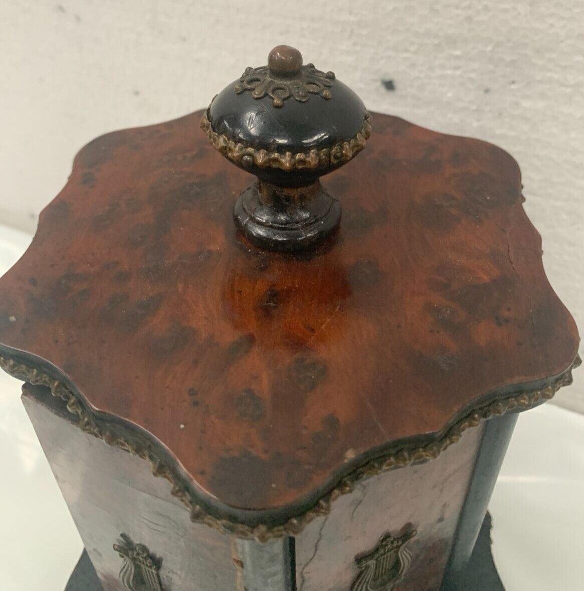 photo for sale Cigar Box In The Shape Of A Merry Go Round Box Napoleon III Marquetry Ball XIX