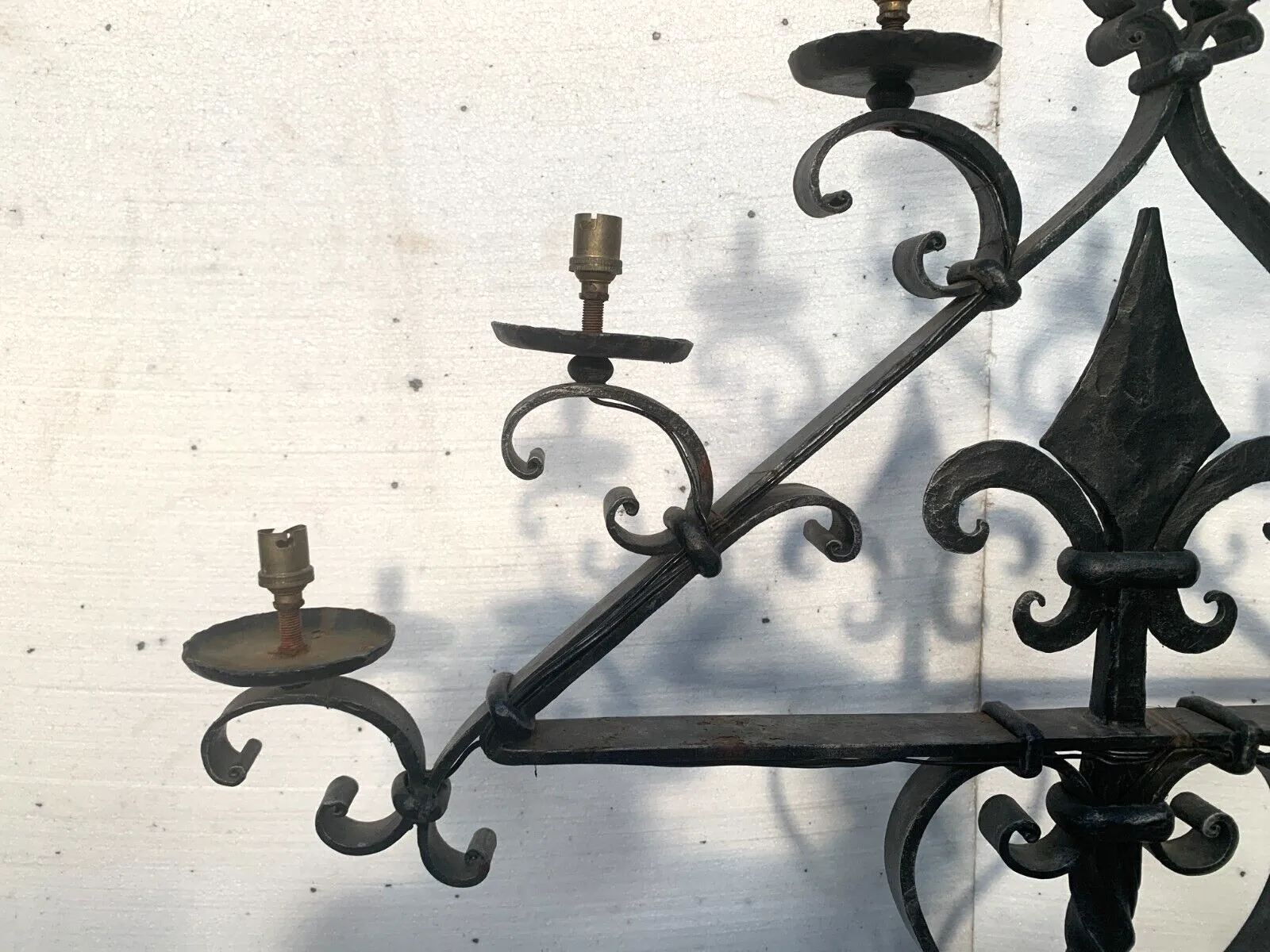 Hammered Iron Candle Spike Has Seven Points Of Light 20th Century photo furniture