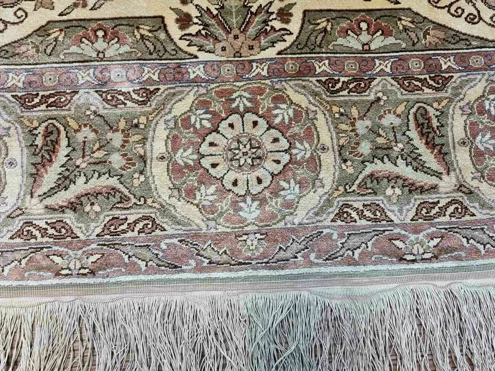 photo furniture Handmade Vintage Turkish Kayseri Silk Rug 4.3' X 6.7' (132cm X 205cm) 1970s
