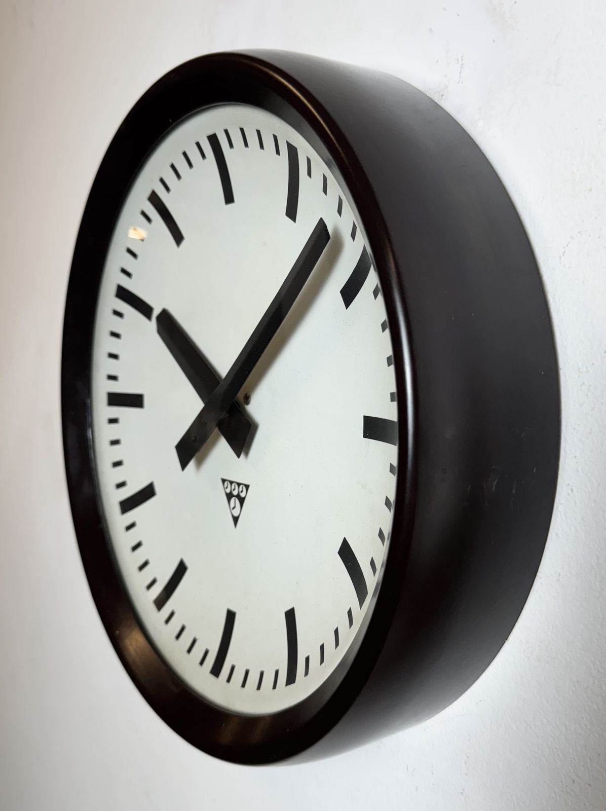 Industrial Brown Bakelite Factory Wall Clock From Pragotron, 1960s photo 199.0