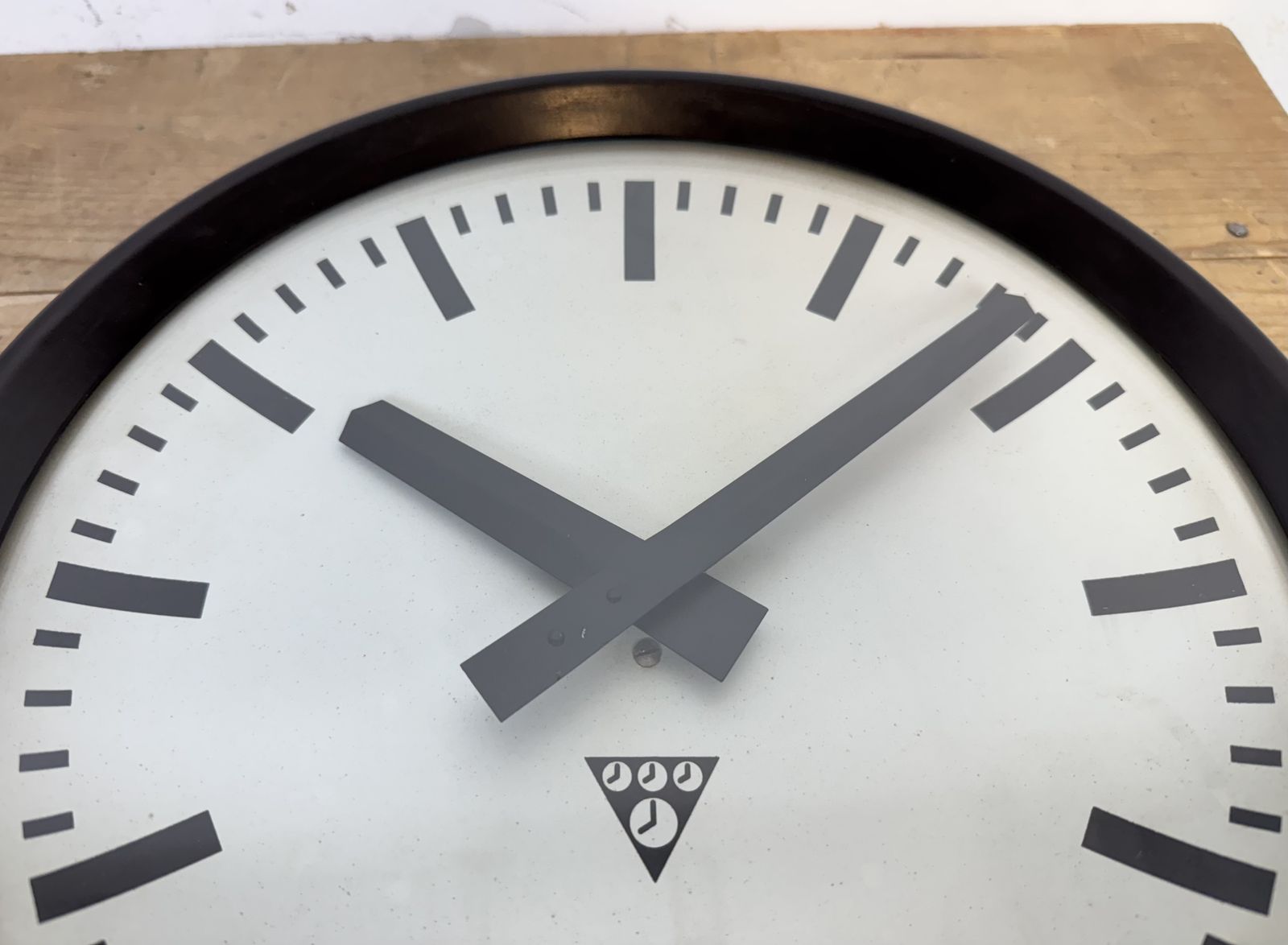 199.0 Industrial Brown Bakelite Factory Wall Clock From Pragotron, 1960s photo