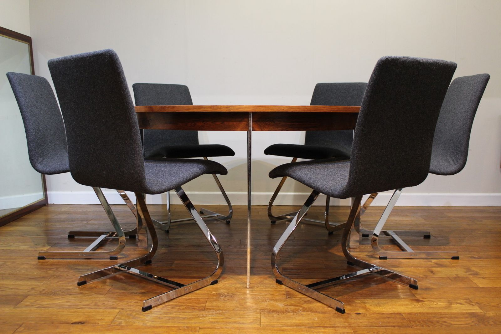 Merrow Associates Table And 6 Chrome Chairs By Richard Young C1970 photo for sale