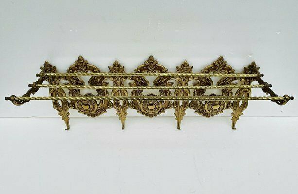 Vintage Louis XV Style Bronze Wall Coat Rack And Shelf, 1960s photo furniture