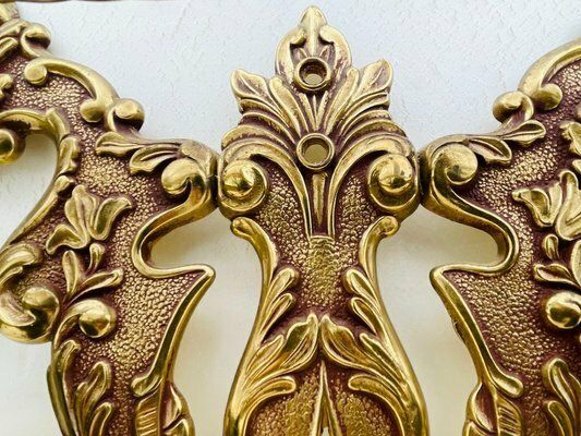 photo vintage Vintage Louis XV Style Bronze Wall Coat Rack And Shelf, 1960s