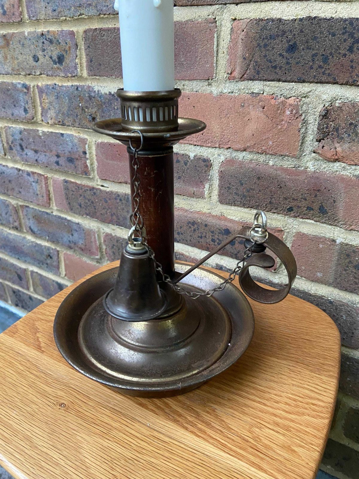 Large 1970s Mock Candlestick And Holder Lamp   Metal, Plastic And Wood, Working photo furniture