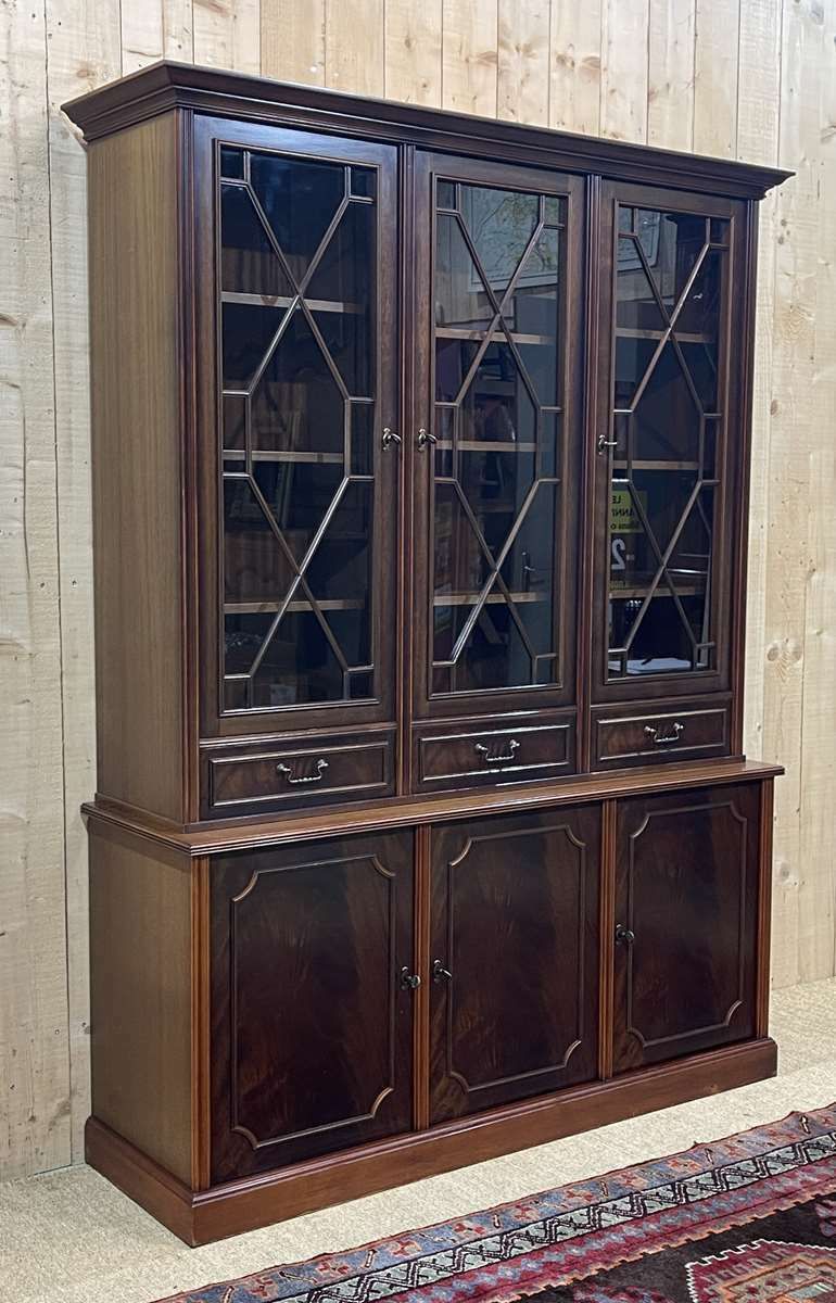 English Bookcase 2 Bodies In Mahogany, Work From The 1970s photo Furniture