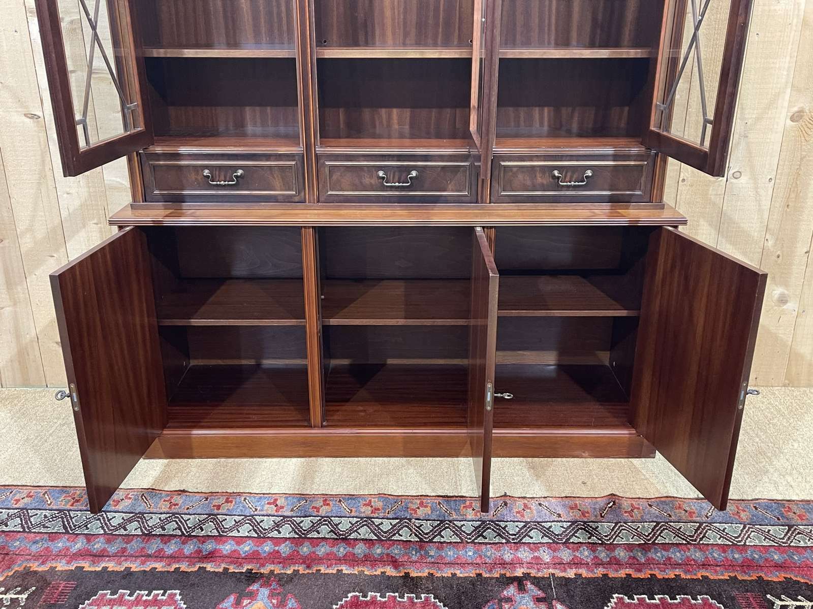 English Bookcase 2 Bodies In Mahogany, Work From The 1970s photo vintage