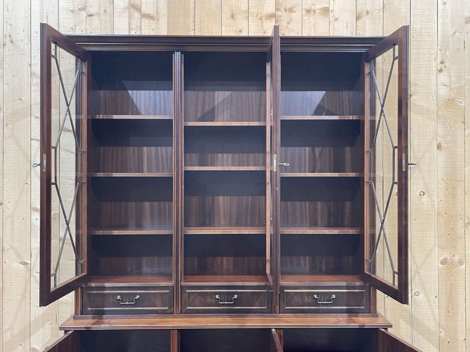 photo vinterior English Bookcase 2 Bodies In Mahogany, Work From The 1970s