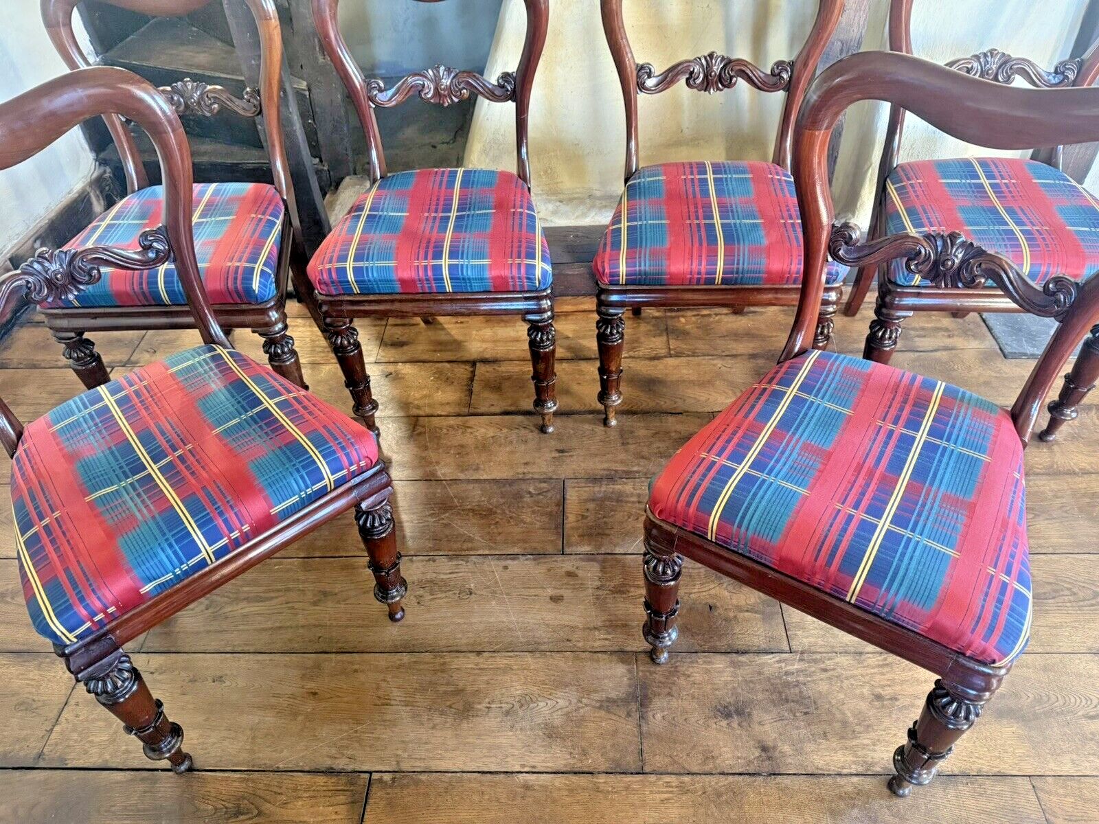 photo furniture English Antique Matching Drop In Regency Balloon Back Dining Chairs Set Of 6!