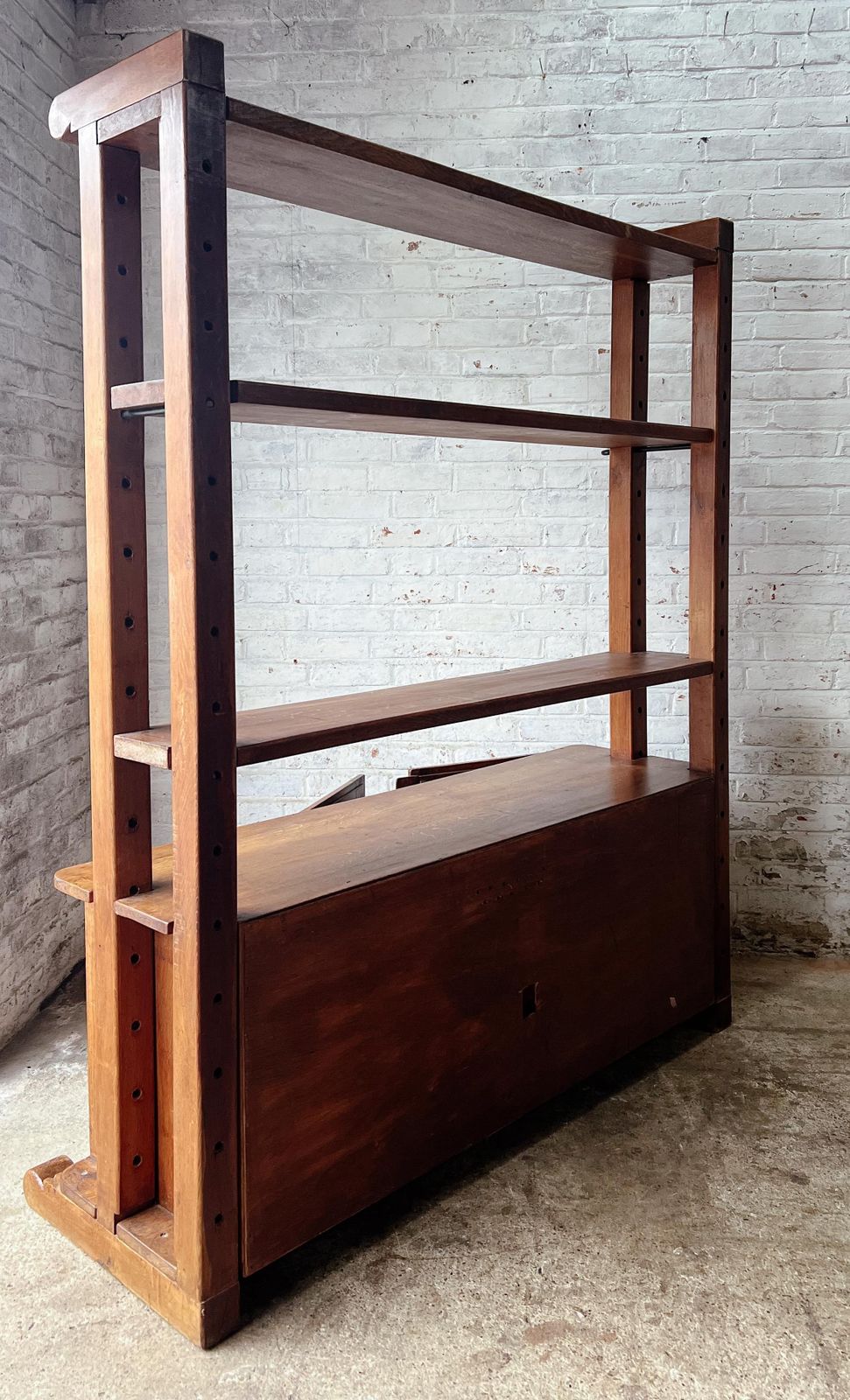 Furniture Antique Solid Oak Kitchen Shelving Unit photo
