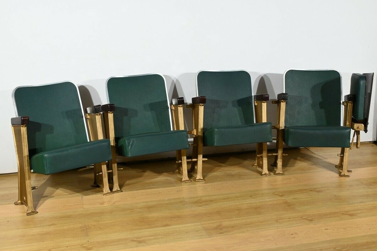 Cinema Seats In Faux Leather And Mahogany – 1950 photo furniture