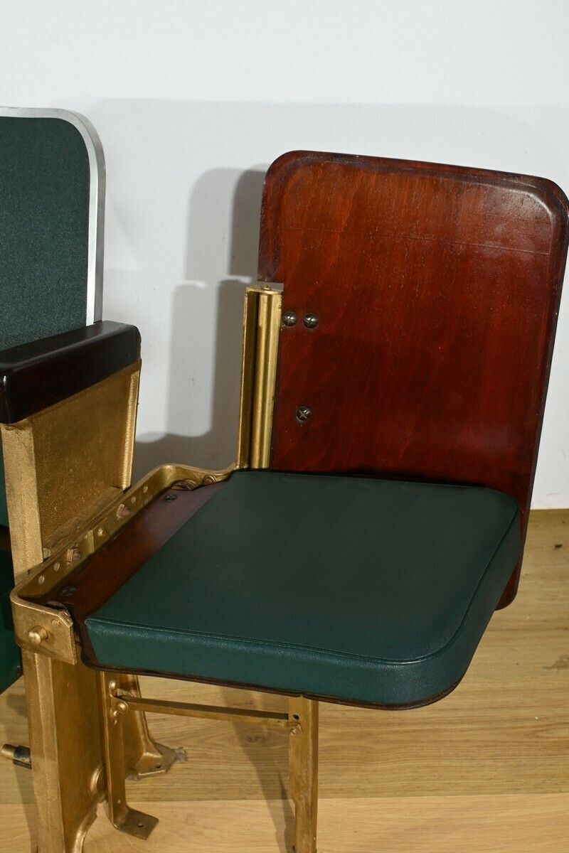 photo furniture Cinema Seats In Faux Leather And Mahogany – 1950