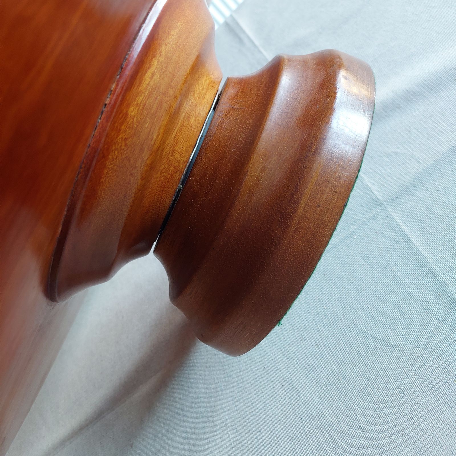 photo vintage Early Mid Century Teak Lazy Susan Large Art Deco Centerpiece Revolving Serving Tray, 40s