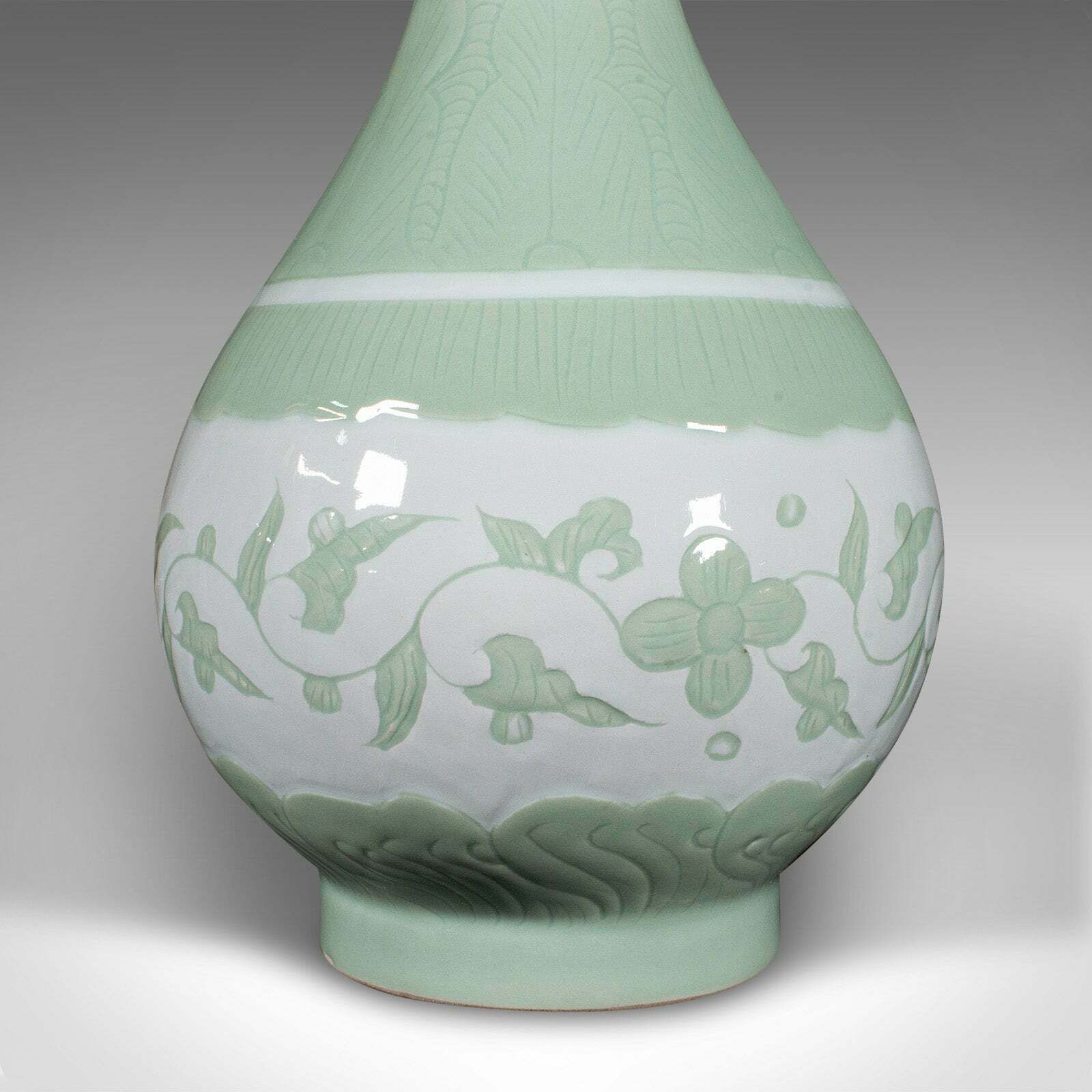 Large Antique Baluster Flower Vase, Chinese, Celadon Ceramic, Bouquet, Victorian photo buy
