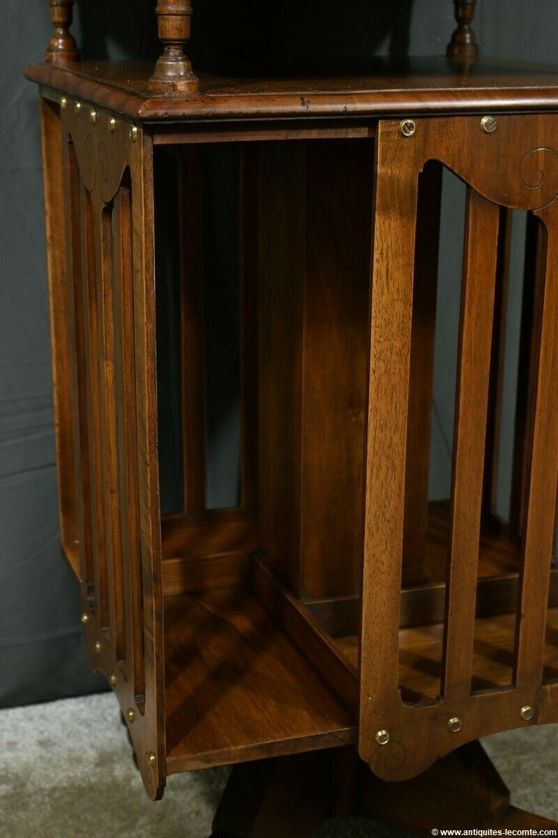 photo for sale Revolving Walnut Bookcase, Stamped G.Lancelin – 1900