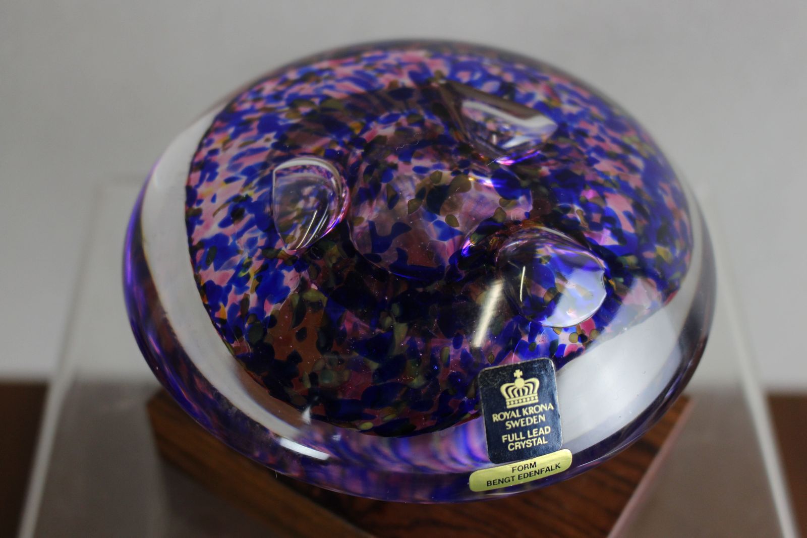 Pair Mid 1970’s Royal Krona Glass Paperweights By Bengt Edenfalk photo vintage