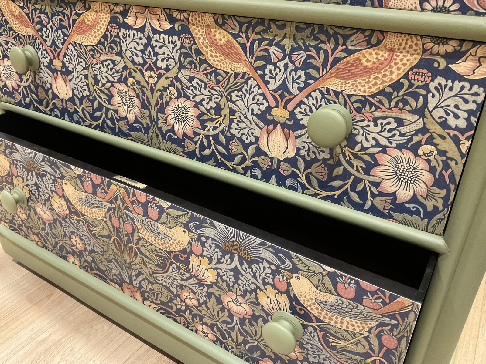Large Upcycled Strawberry Thief Chest Of Drawers photo furniture