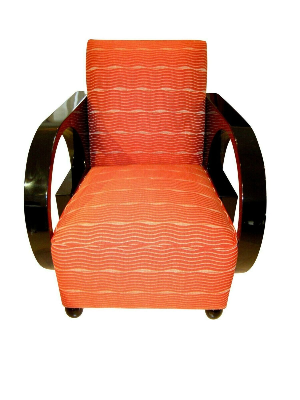 Art Deco Club Chair, Black Lacquer And Red Fabric, France Circa 1930 photo Furniture