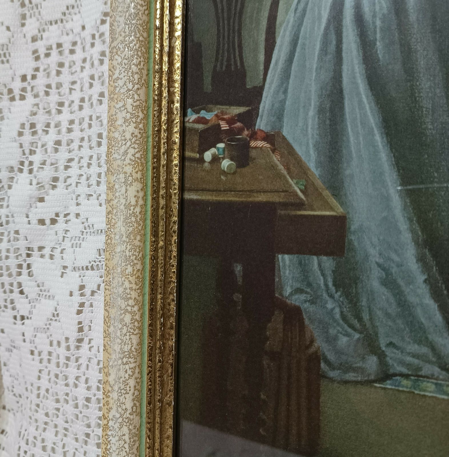 Large Mid Century Art Print The Patchwork Quilt After Leonard Campbell Taylor Framed. photo 95.0