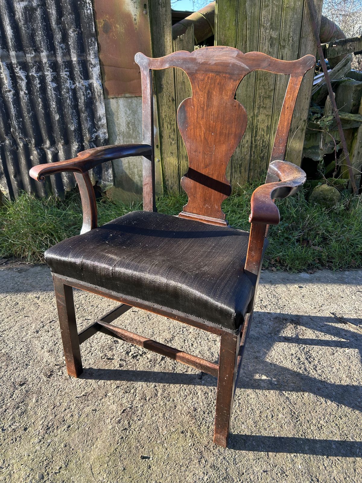 Georgian Mahogany Large Proportion Open Arm Desk Chair photo furniture