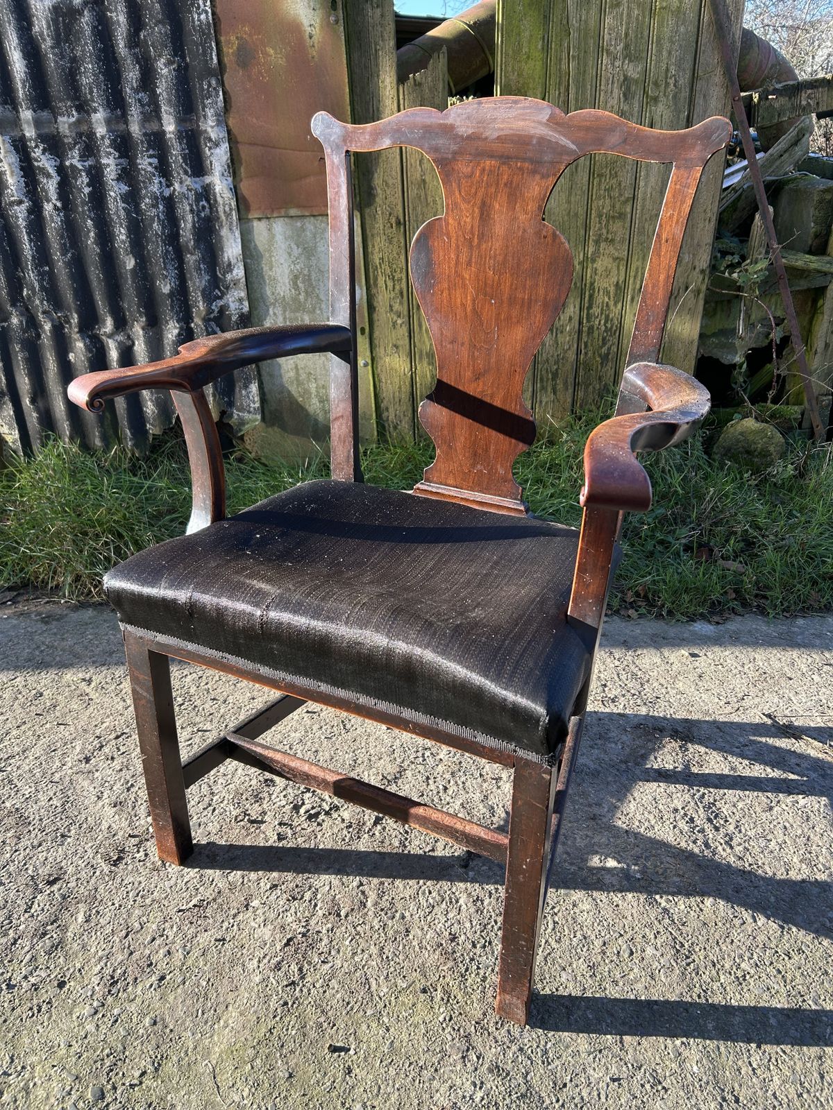 Georgian Mahogany Large Proportion Open Arm Desk Chair photo for sale