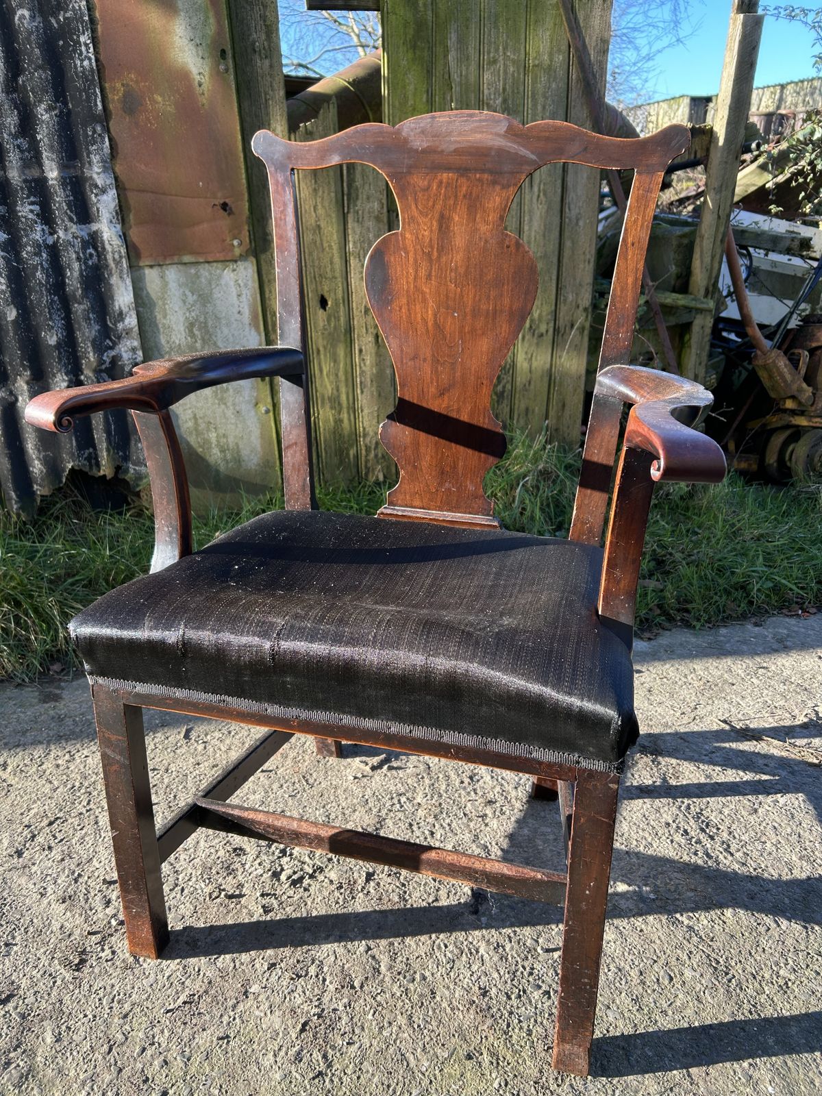 Furniture Georgian Mahogany Large Proportion Open Arm Desk Chair photo