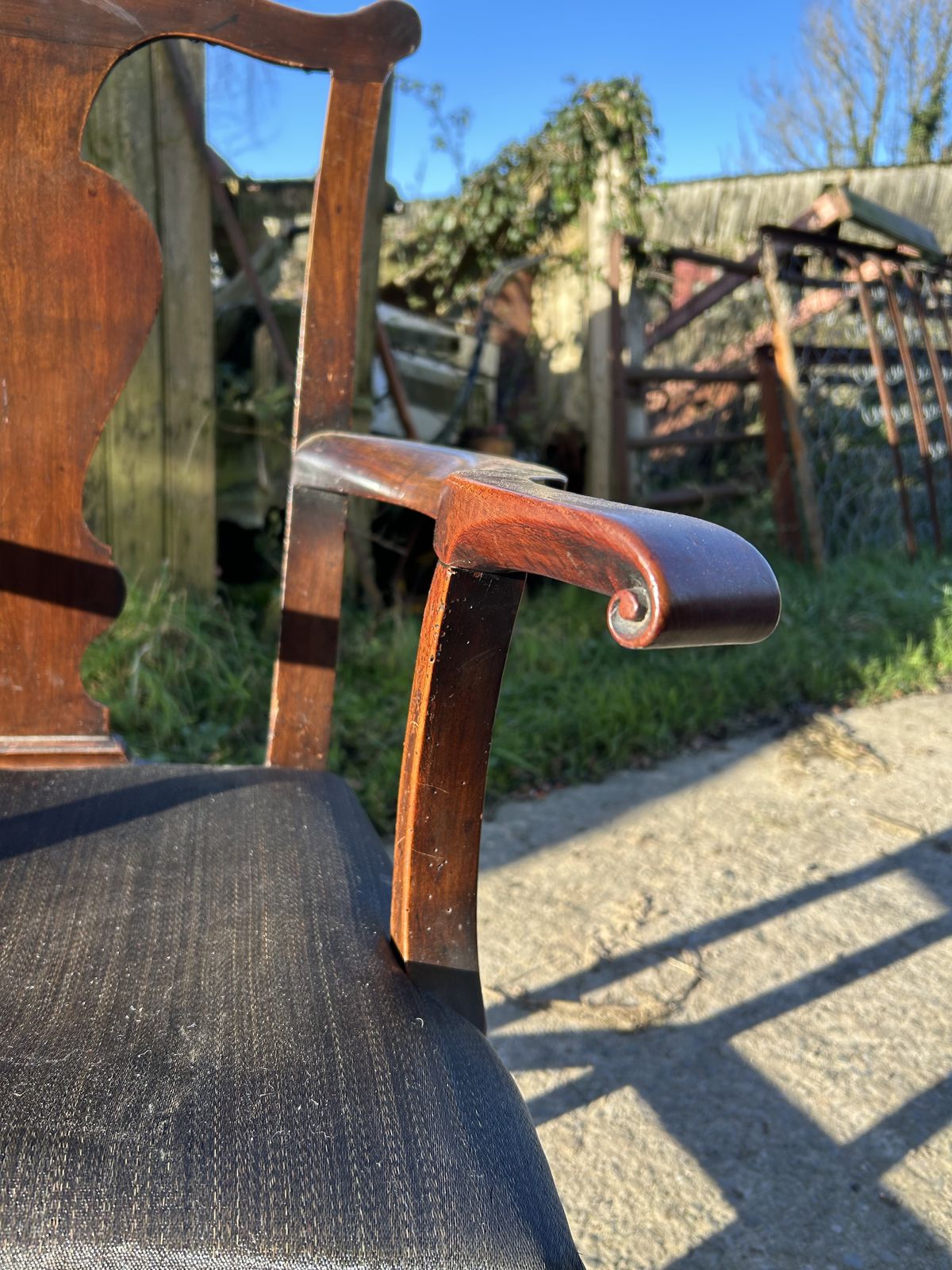 295.0 Georgian Mahogany Large Proportion Open Arm Desk Chair photo