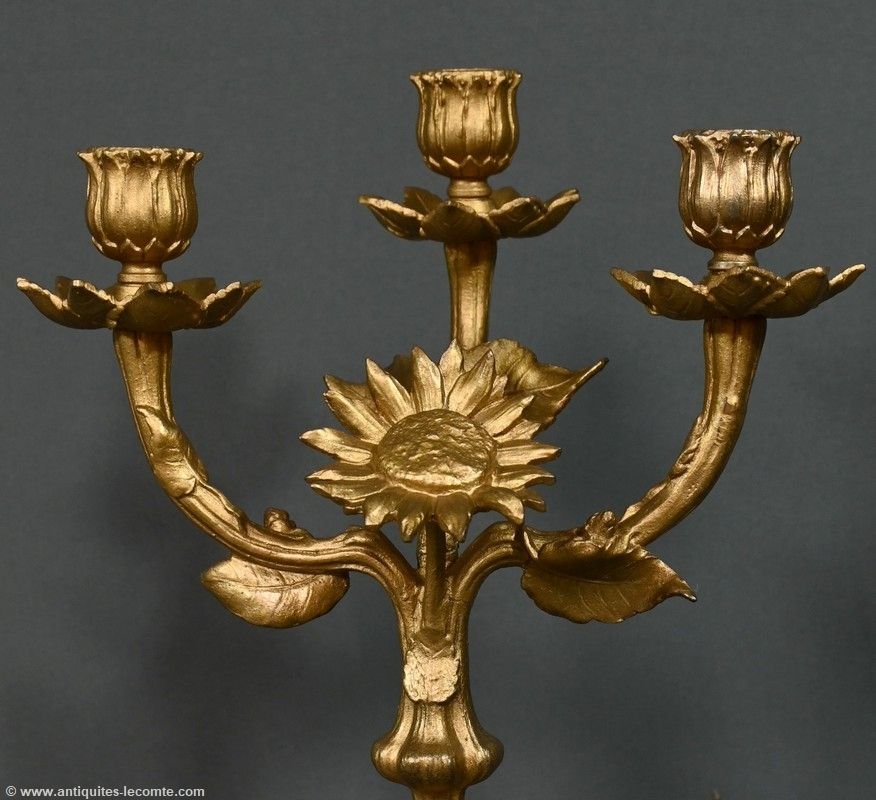 Pair Of Candelabra In Golden Regulate And Onyx – 1940 photo buy
