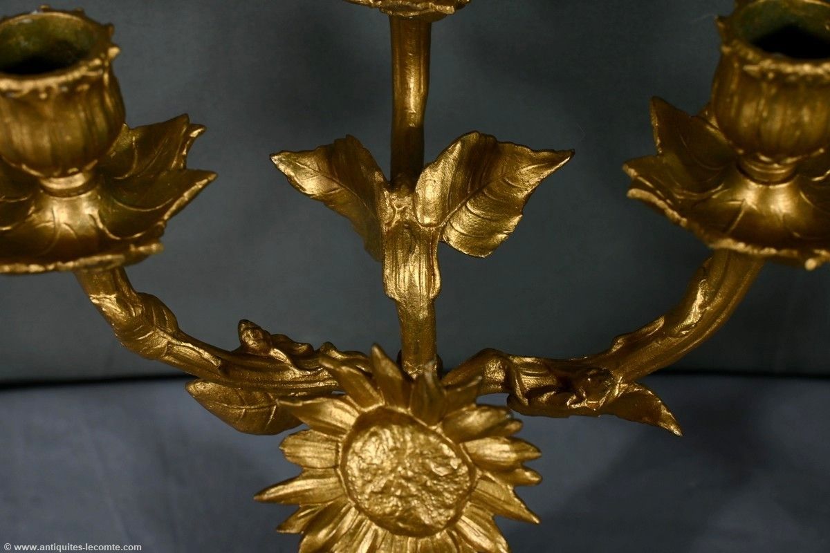 Home Decor Pair Of Candelabra In Golden Regulate And Onyx – 1940 photo