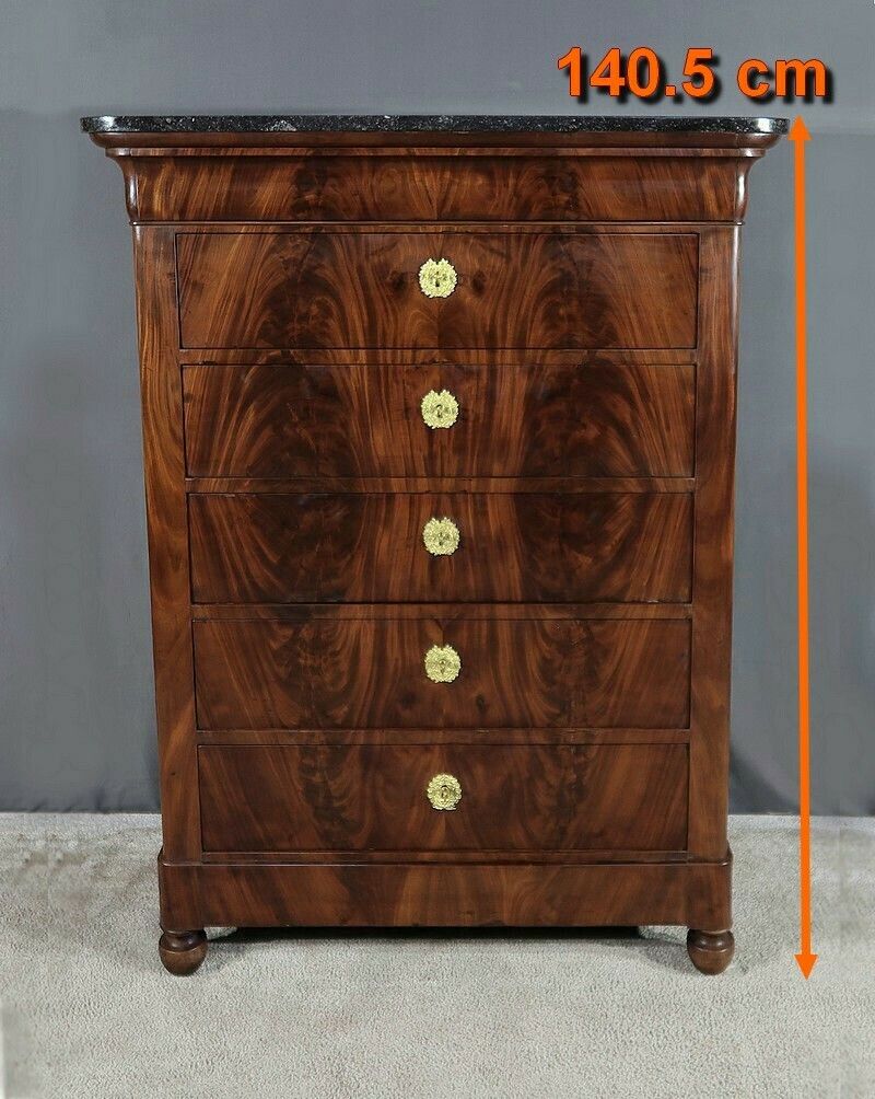 Mahogany Burl Chest Of Drawers, Restoration Period – Early 19th Century photo furniture