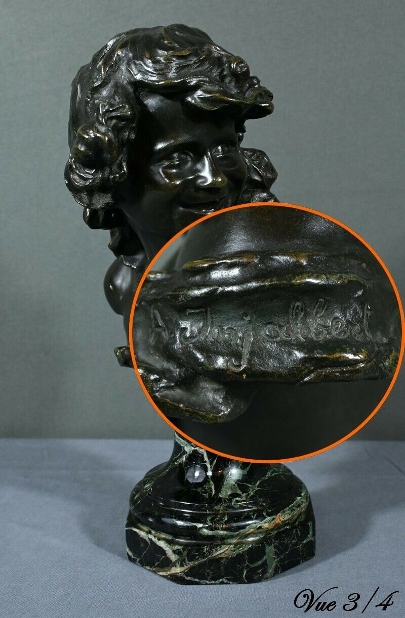 1010.0 Bronze “Laughing Child”, Signed A.Injalbert – Late 19th Century photo