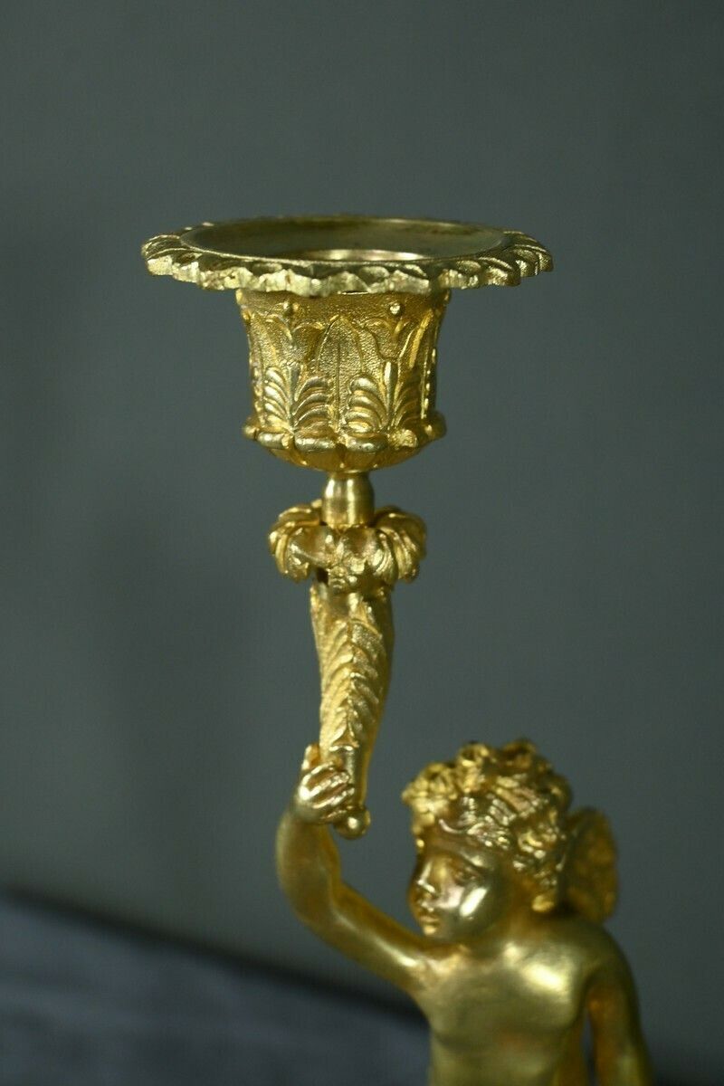 Pair Of Gilt Bronze Candlesticks – Mid 19th Century photo vinterior