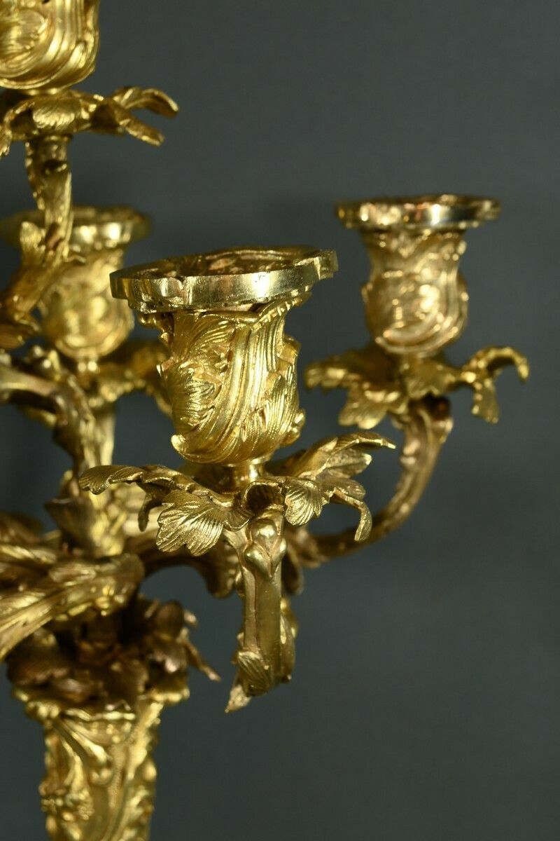 photo for sale Bronze Candelabra After Ja.Meissonnier, Rocaille Style, Napoleon III Period – Mid 19th Century