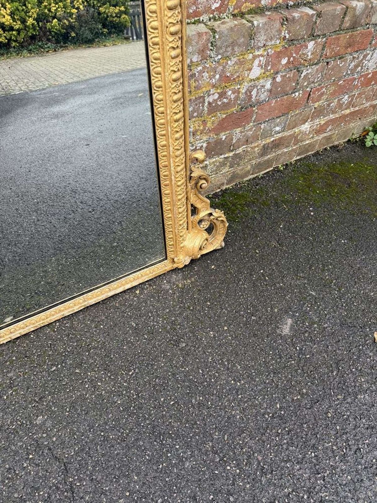 An Exceptional Unusual Large Antique Gilt Overmantle Mirror photo 3495.0