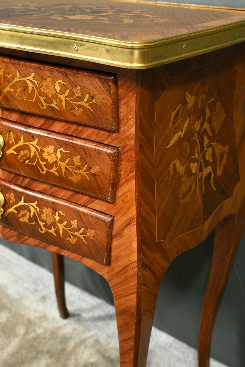photo buy Bedside Table In Rosewood And Palisander, Louis XV Style – Late 19th Century
