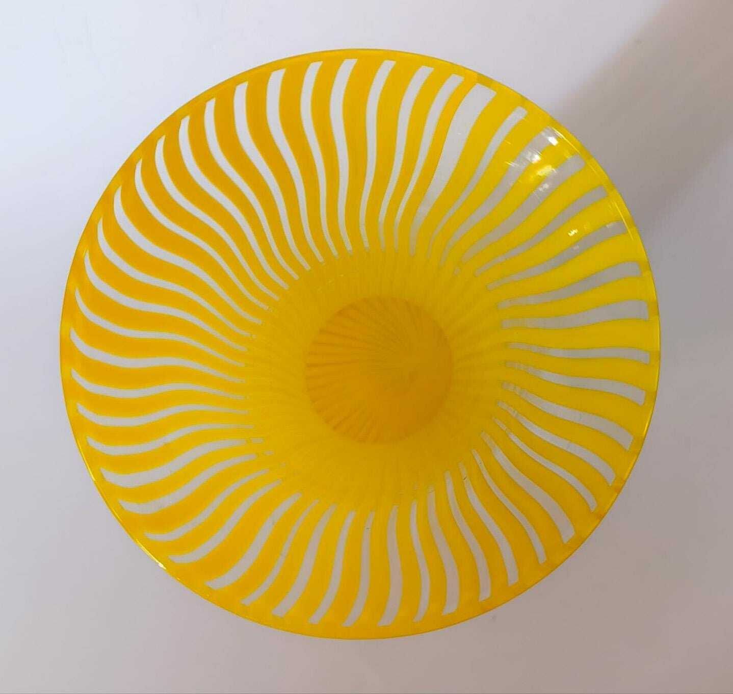 Large Murano Glass Vase Filigree Yellow Vintage Design By Santillana Martens photo vinterior