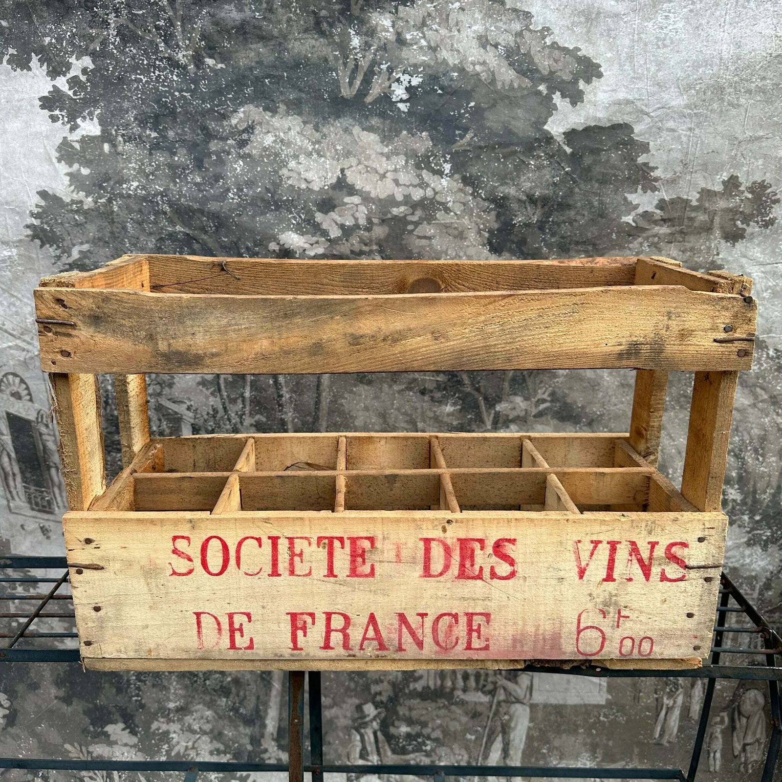 “Societe Des Vins” French Vintage Wine Bottle Carrier Crate   Ten (10) Bottles photo Home Decor